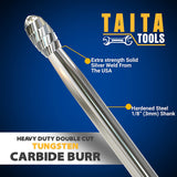 Carbide Burr, 1x Double Cut SE-41-0.118" (3mm) Shank Rotary Tool Cutting Burr -