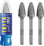 3x SF-3 - 1/4" Shank - Double Cut Tungsten Carbide - For Wood, Hard Metal And Most Materials
