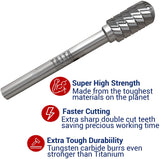 5PC 1/4" Shank - Double Cut Tungsten Carbide Burr Set