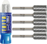 5x SB-5 - 1/4" Shank - Double Cut Tungsten Carbide - For Wood, Hard Metal And Most Materials