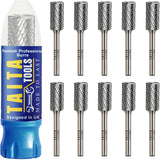 10x SB-5 - 1/4" Shank - Double Cut Tungsten Carbide - For Wood, Hard Metal And Most Materials