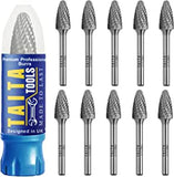 10x SF-3 - 1/4" Shank - Double Cut Tungsten Carbide - For Wood, Hard Metal And Most Materials