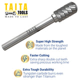 5 X SC-3 - 1/4" Shank - Double Cut Tungsten Carbide - For Wood, Hard Metal And Most Materials