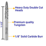 10PC Double And Single Cut Tungsten Carbide Burr Set - Aprrox1/8"(3mm) Shank - For Wood, Hard Metal And Most Materials