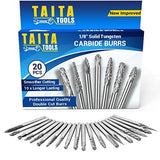 20PC Double And Single Cut Tungsten Carbide Burr Set Approx 1/8"(3mm)Shank -  For Wood, Hard Metal And Most Materials
