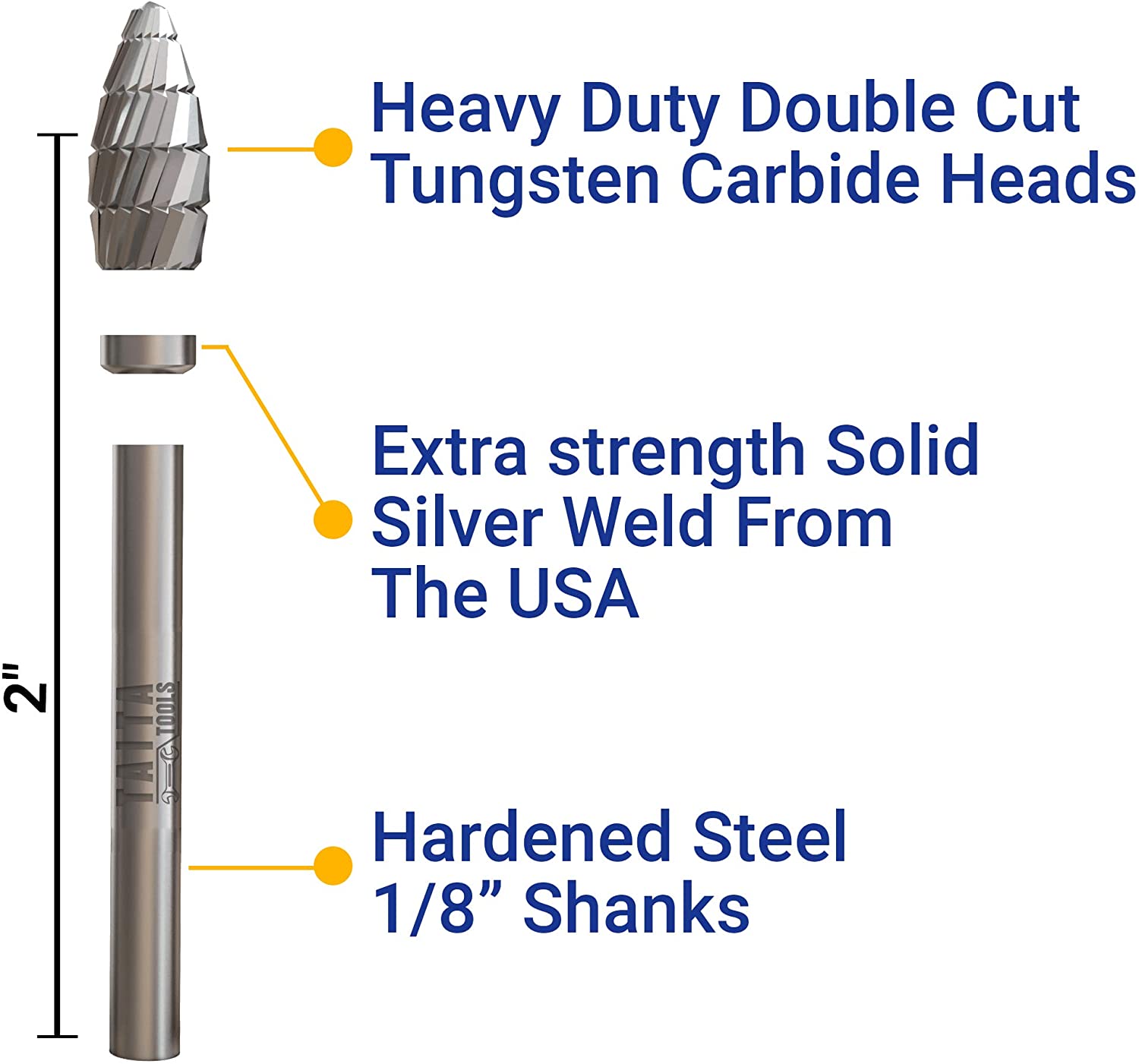 10-Piece Tungsten Carbide Burr Set – Double Cut, 3mm Shank, For Carving, Drilling & Woodworking
