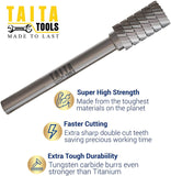 SA-3 - 1/4" Shank - Double Cut Tungsten Carbide - For Wood, Hard Metal And Most Materials