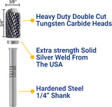 SC-3 - 1/4" Shank - Double Cut Tungsten Carbide Burr - For Wood, Hard Metal And Most Materials