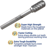 10PC Double Cut Tungsten Carbide Burr Set - Approx 1/8"(3mm) Shank - For Wood, Hard Metal And Most Materials